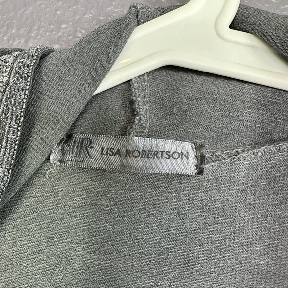 Lisa Robertson Gray Hooded Cardigan L/XL Open Front Tie Lagenlook Pockets - Picture 3 of 5